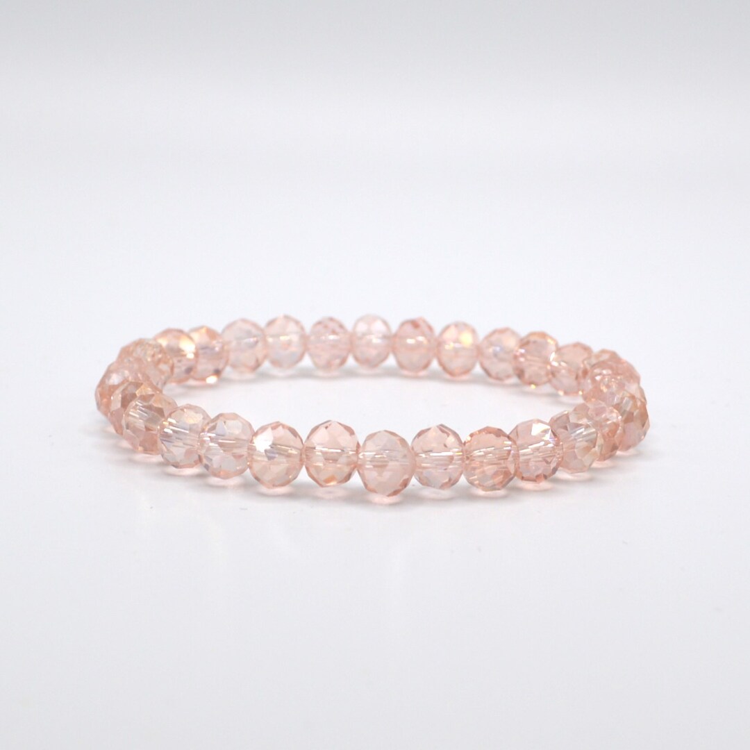 PEARL BEAD BRACELET W/GLASS BEADS LIGHT ROSE PEARL BEAD BRACELET W/GLASS BEADS LIGHT ROSE